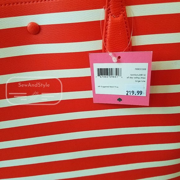 TAMARILLO ALL DAY SAILING STRIPE LARGE TOTE KATE SPADE BRAND NEW OPEN TOTE - Picture 4 of 14